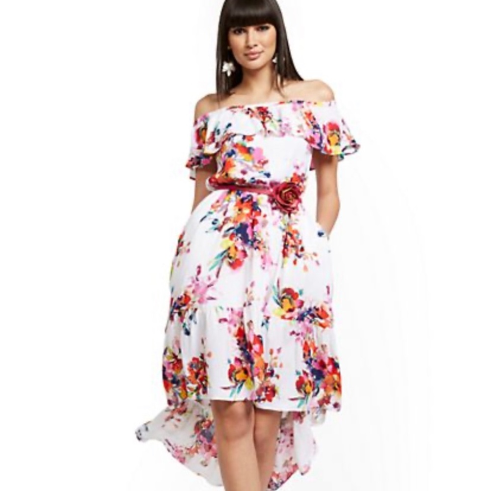 NewYork&Company Off-The-Shoulder Hi-Lo Maxi Dress